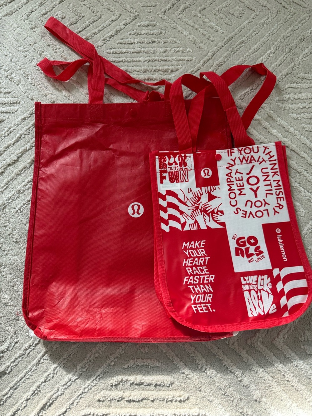 lululemon athletica Red Graphic Tote Pair - Logo Print Reusable Bags